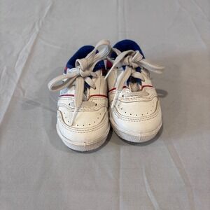 Wee Sports Baby Sneakers White Blue Red Lace Up Toddler Shoes Size 4